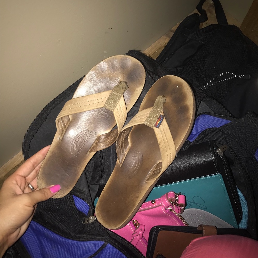 Rainbow flip flops